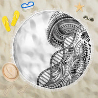 Samoan DNA Art Tattoo Beach Blanket Polynesian Pattern White Color LT03 One Size 150cm White - Polynesian Pride