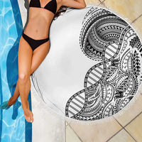 Samoan DNA Art Tattoo Beach Blanket Polynesian Pattern White Color LT03 - Polynesian Pride