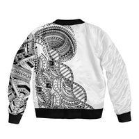 Samoan DNA Art Tattoo Bomber Jacket Polynesian Pattern White Color LT03 - Polynesian Pride