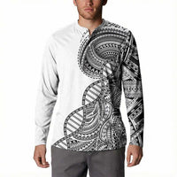 Samoan DNA Art Tattoo Button Sweatshirt Polynesian Pattern White Color LT03 - Polynesian Pride