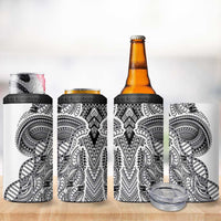 Samoan DNA Art Tattoo 4 in 1 Can Cooler Tumbler Polynesian Pattern White Color LT03 - Polynesian Pride
