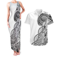 Samoan DNA Art Tattoo Couples Matching Tank Maxi Dress and Hawaiian Shirt Polynesian Pattern White Color LT03 White - Polynesian Pride