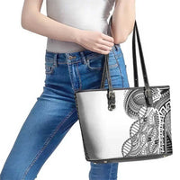 Samoan DNA Art Tattoo Leather Tote Bag Polynesian Pattern White Color LT03 - Polynesian Pride