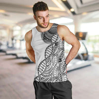 Samoan DNA Art Tattoo Men Tank Top Polynesian Pattern White Color LT03 White - Polynesian Pride