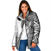 Samoan DNA Art Tattoo Padded Jacket Polynesian Pattern White Color LT03 Women White - Polynesian Pride