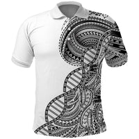 Samoan DNA Art Tattoo Polo Shirt Polynesian Pattern White Color LT03 White - Polynesian Pride