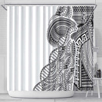Samoan DNA Art Tattoo Shower Curtain Polynesian Pattern White Color LT03 - Polynesian Pride