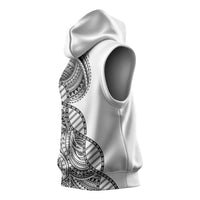 Samoan DNA Art Tattoo Sleeveless Hoodie Polynesian Pattern White Color LT03 - Polynesian Pride