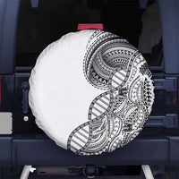 Samoan DNA Art Tattoo Spare Tire Cover Polynesian Pattern White Color LT03 No hole White - Polynesian Pride