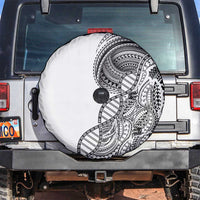Samoan DNA Art Tattoo Spare Tire Cover Polynesian Pattern White Color LT03 White - Polynesian Pride