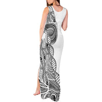 Samoan DNA Art Tattoo Tank Maxi Dress Polynesian Pattern White Color LT03 - Polynesian Pride