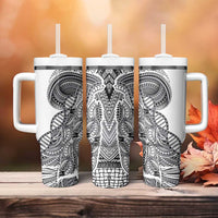 Samoan DNA Art Tattoo Tumbler With Handle Polynesian Pattern White Color LT03 - Polynesian Pride