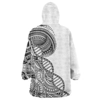 Samoan DNA Art Tattoo Wearable Blanket Hoodie Polynesian Pattern White Color LT03 - Polynesian Pride