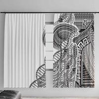 Samoan DNA Art Tattoo Window Curtain Polynesian Pattern White Color LT03 With Hooks White - Polynesian Pride