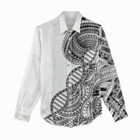 Samoan DNA Art Tattoo Women Casual Shirt Polynesian Pattern White Color LT03 - Polynesian Pride