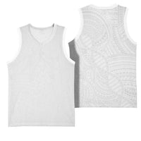 Samoan DNA Art Tattoo Basketball Jersey Polynesian Pattern All White LT03 - Polynesian Pride