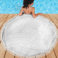 Samoan DNA Art Tattoo Beach Blanket Polynesian Pattern All White LT03 - Polynesian Pride