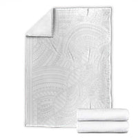 Samoan DNA Art Tattoo Blanket Polynesian Pattern All White LT03 - Polynesian Pride