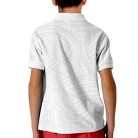 Samoan DNA Art Tattoo Kid Polo Shirt Polynesian Pattern All White LT03 - Polynesian Pride