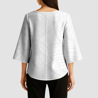 Samoan DNA Art Tattoo Kimono Sleeve Blouse Polynesian Pattern All White LT03 - Polynesian Pride