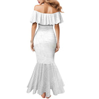 Samoan DNA Art Tattoo Mermaid Dress Polynesian Pattern All White LT03 - Polynesian Pride