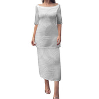 Samoan DNA Art Tattoo Puletasi Polynesian Pattern All White LT03 Long Dress White - Polynesian Pride