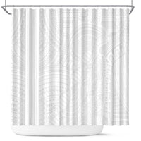 Samoan DNA Art Tattoo Shower Curtain Polynesian Pattern All White LT03 White - Polynesian Pride