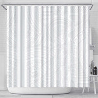Samoan DNA Art Tattoo Shower Curtain Polynesian Pattern All White LT03 - Polynesian Pride