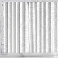 Samoan DNA Art Tattoo Shower Curtain Polynesian Pattern All White LT03 - Polynesian Pride