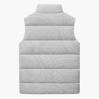 Samoan DNA Art Tattoo Sleeveless Puffer Jacket Polynesian Pattern All White LT03 - Polynesian Pride