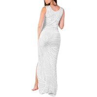 Samoan DNA Art Tattoo Tank Maxi Dress Polynesian Pattern All White LT03 - Polynesian Pride