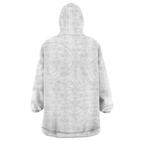 Samoan DNA Art Tattoo Wearable Blanket Hoodie Polynesian Pattern All White LT03 - Polynesian Pride