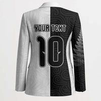 Custom New Zealand Football Blazer Silver Fern and Maori Tribal Black White Half Sporty Style