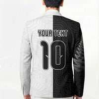 Custom New Zealand Football Blazer Silver Fern and Maori Tribal Black White Half Sporty Style