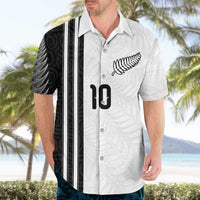 Custom New Zealand Football Hawaiian Shirt Silver Fern and Maori Tribal Black White Half Sporty Style