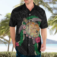 Hawaii Pikake and Maile Lei Hawaiian Shirt Honu Polynesian Pattern Black Color LT03 - Polynesian Pride