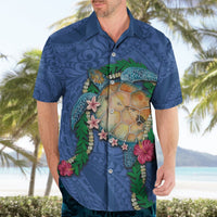 Hawaii Pikake and Maile Lei Hawaiian Shirt Honu Polynesian Pattern Blue Color LT03 - Polynesian Pride