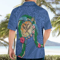 Hawaii Pikake and Maile Lei Hawaiian Shirt Honu Polynesian Pattern Blue Color LT03 - Polynesian Pride