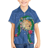 Hawaii Pikake and Maile Lei Hawaiian Shirt Honu Polynesian Pattern Blue Color LT03 - Polynesian Pride