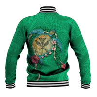 Hawaii Pikake and Maile Lei Baseball Jacket Honu Polynesian Pattern Green Color LT03 - Polynesian Pride