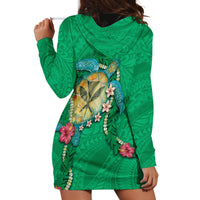 Hawaii Pikake and Maile Lei Hoodie Dress Honu Polynesian Pattern Green Color LT03 - Polynesian Pride