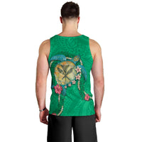 Hawaii Pikake and Maile Lei Men Tank Top Honu Polynesian Pattern Green Color LT03 - Polynesian Pride