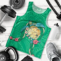 Hawaii Pikake and Maile Lei Men Tank Top Honu Polynesian Pattern Green Color LT03 - Polynesian Pride