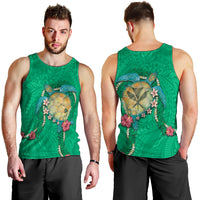 Hawaii Pikake and Maile Lei Men Tank Top Honu Polynesian Pattern Green Color LT03 - Polynesian Pride