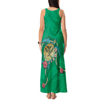 Hawaii Pikake and Maile Lei Tank Maxi Dress Honu Polynesian Pattern Green Color LT03 - Polynesian Pride