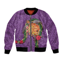 Hawaii Pikake and Maile Lei Bomber Jacket Honu Polynesian Pattern Pink Color LT03 Unisex Pink - Polynesian Pride