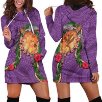 Hawaii Pikake and Maile Lei Hoodie Dress Honu Polynesian Pattern Pink Color LT03 - Polynesian Pride