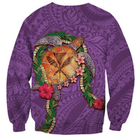 Hawaii Pikake and Maile Lei Sweatshirt Honu Polynesian Pattern Pink Color LT03 - Polynesian Pride