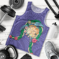 Hawaii Pikake and Maile Lei Men Tank Top Honu Polynesian Pattern Purple Color LT03 - Polynesian Pride