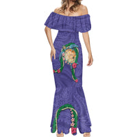 Hawaii Pikake and Maile Lei Mermaid Dress Honu Polynesian Pattern Purple Color LT03 - Polynesian Pride